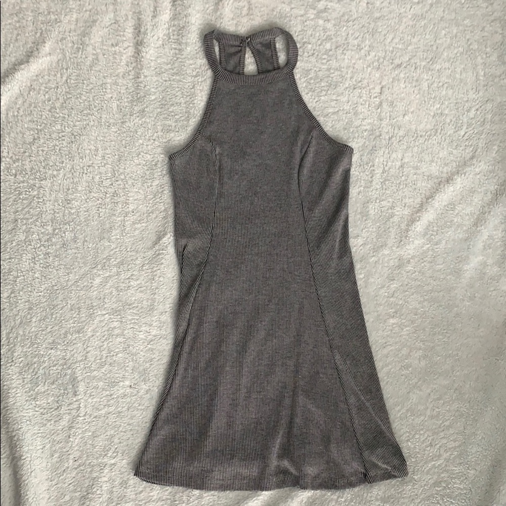 Neck high stripped casual dress